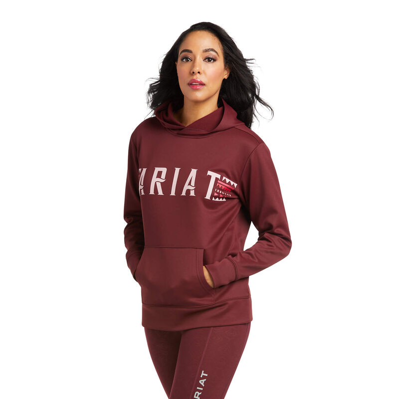 Sudadera Con Capucha Ariat Logo Tek Rojas Oscuro Mujer - Chile 307-PURWGM